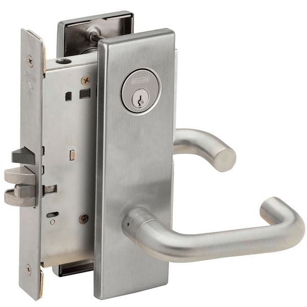 Schlage Grade 1 Classroom Security Mortise Lock, S123 Keyway, 03 Lever, N Escutcheon, Satin Chrome L9071P 03N 626 - main